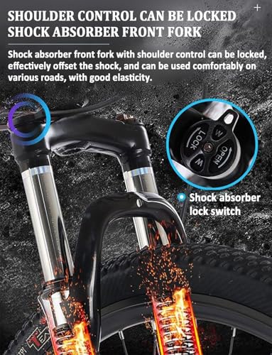 QUANBU 24 26 Inch Folding Mountain Bike 21-Speed Foldable Mountain Bicycle with Dual Disc Brakes 6 Spoke Wheels Mountain Bikes,Dual Suspension Design for Adult Men Women - Image 6