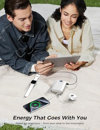 Sucrosey Power Bank, 50000 mAh Portable Charger with Built in Cable & Wall Plug, 22.5W Fast Charging, Travel Essential Battery Pack with LED Display for iPhone 17/16/15/14 Series, Galaxy, iPad White - Image 7