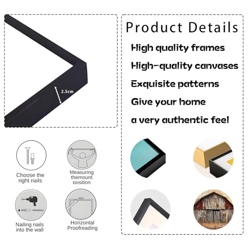 Vintage Barn Canvas Art - Old Farmhouse Wall Decor, Large Black Framed (71"x35"|180x90cm) - Image 5