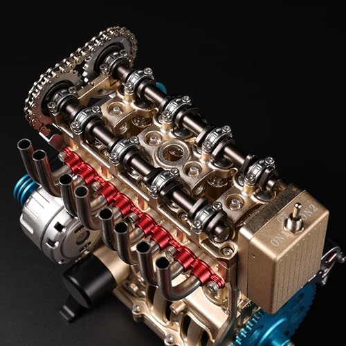 TECHING v4 Engine Model kit Full Metal Model Engine Assembly Kit Kids Run Adults 350+Pcs Assembly time 4 Hours DIY Toy Gift (4 Cylinder Engine kit) - Image 7