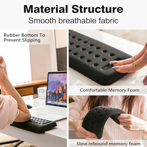 RWORCP L-Shaped Keyboard Wrist Rest, Ergonomic Elbow Pad for Desk,Memory Foam Elbow Support Padding with Non-Slip,Easy Typing, Pain Relief, for Computer, Laptop, Gaming(Classic Black) - Image 7