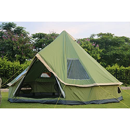 DEKIMOW 5-8 People 4M Waterproof Yurt Tent, Camping Pyramid Tent Round Canvas Bell Tent 210D Oxford India Family Tent Portable Privacy Tent for Camping Outdoo - Image 2