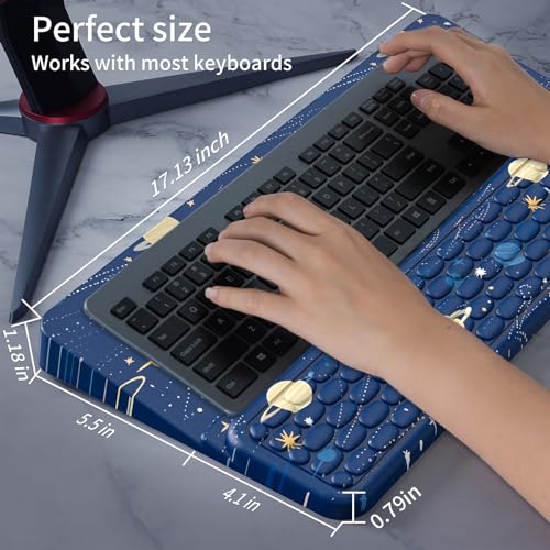 Wrist Rest for Computer Keyboard, Keyboard Wrist Rest, Ergonomic Keyboards Holder for Easy Typing Working, Wrist Pad for Keyboards with Comfortable Wrist Rest for Keyboard Blue Planets - Image 6