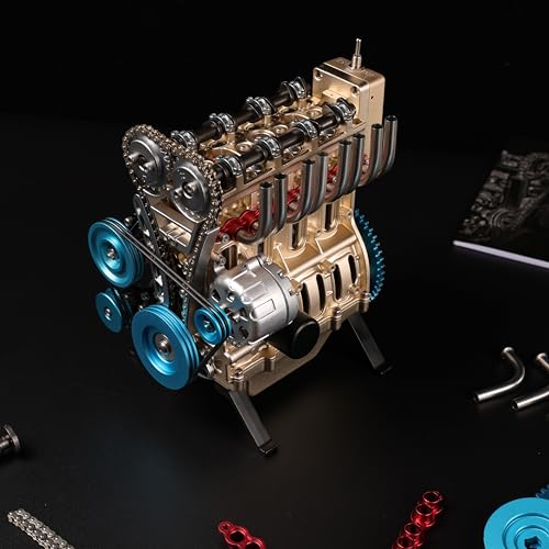 TECHING v4 Engine Model kit Full Metal Model Engine Assembly Kit Kids Run Adults 350+Pcs Assembly time 4 Hours DIY Toy Gift (4 Cylinder Engine kit) - Image 3