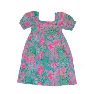 Lilly Pulitzer Big Girls Mini Delaney Floral Dress Amalfi Leaf it Wild XL 12-14