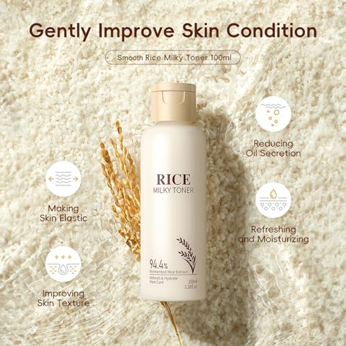 Rice Skincare Set for Women & Girls – Korean Skin Care Set with Rice Cleanser, Toner, Serum, Face Cream, Eye Cream, Sunscreen, Ice Roller, Headband & Card – Moisturizing & Skin Barrier Support (9PCS) - Image 3