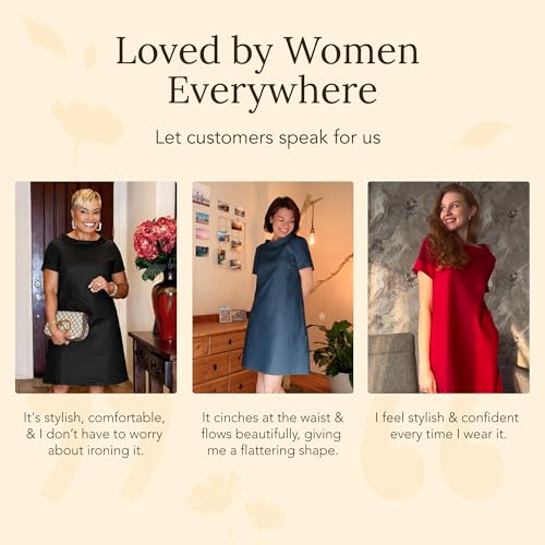 LeMuse Women’s Linen A-Line Dress – Short Sleeve Above the Knee Casual Dress with Pockets, Breathable Lightweight Fabric, Flattering Fit for All Body Types, Versatile Wear for All Seasons - Black (XL) - Image 6