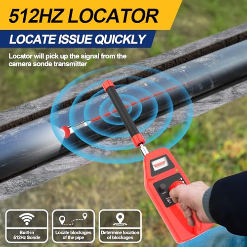 Anysun All in 1 Sewer Camera with Locator & Wheels & Pull Handle, 7MM 300Ft Cable, Self Leveling, Distance Counter, 32GB Card, 9'' HD Monitor, Pipe Drain Inspection Camera IP68 Industrial Borescope - Image 3