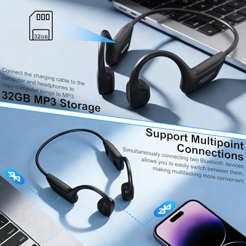 Fanisic 2026 Latest Swimming Headphones/Earbuds, Bluetooth 6.0 & MP3 with 32GB Memory IPX8 Waterproof Bone Conduction Headphones, Underwater Open Ear Headphones Secure Fit for Surfing Cycling Running - Image 5