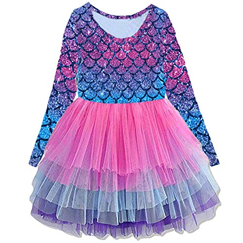 VIKITA Girls\' Winter Long Sleeve Toddler Party Tulle Dresses, LH4594 4T