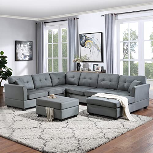 YWMLFZ U-Style Upholstery Sectional Sofa with Storage Ottoman Living Room Furniture Corner Set - Image 2