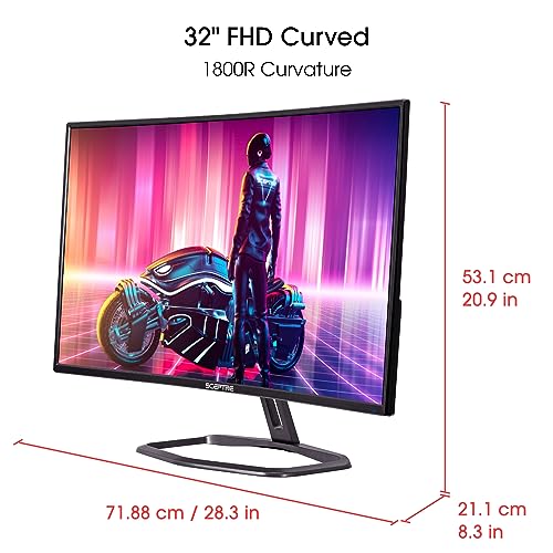 Sceptre Curved 32\" FHD 1080p Gaming Monitor Up to 240Hz 1ms 99% sRGB AMD FreeSync Premium Build-in Speakers, HDMI x3 Displayport Machine Black (C325B-FWD240) - Image 3