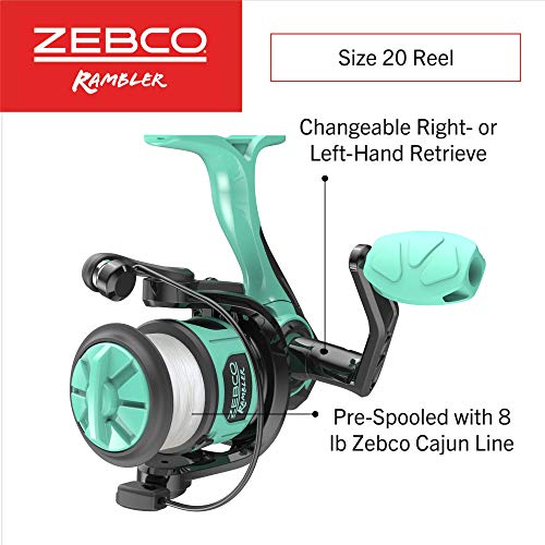 Zebco Kids Rambler Telescopic Spinning Reel and Fishing Rod Combo, 23.5-Inch to 5-Foot 3-Inch Telescoping Fishing Rod, Size 20 Reel, Pre-Spooled with 8-Pound Cajun Line, Seafoam/Black - Image 3