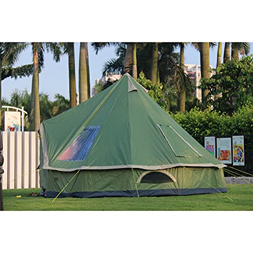 DEKIMOW 5-8 People 4M Waterproof Yurt Tent, Camping Pyramid Tent Round Canvas Bell Tent 210D Oxford India Family Tent Portable Privacy Tent for Camping Outdoo - Image 3