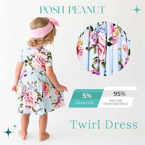 Posh Peanut Girls Dresses – Soft Toddler Twirl Dress Made with Viscose from Bamboo – Fall, Spring, Summer Dresses for Girls (3-4 Years) Country Rose - Image 2