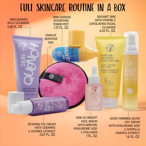 W7 Beauty Blast Skincare Secrets Set - Complete Full Size Skincare Routine with Day Cream, Serum, Cleansers, Toner Mist, Eye Cream and Makeup Remover Pad - Image 2