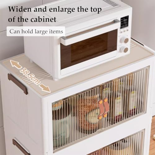 RUJHGL Plastic Storage Bins with Lids Floor Standing Storage Bins with Doors and Wheels Storage Bins Stackable White Nordic Style - Image 3