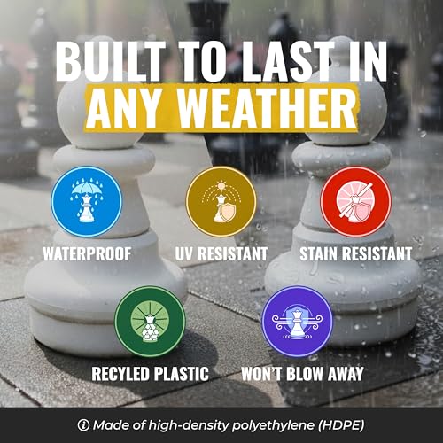 MegaChess Giant Chess Set Game with 49" Tall King - A Large Chess Set Yard Game for Families Looking for Outdoor Jumbo Games - 32 Large Pieces Made from Durable HDPE (Nylon Mat Board Included) - Image 5