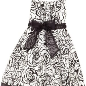 Sweet Heart Rose Little Girls’ Sweet Heart Rose Printed Woven Dress, Black/White, 6