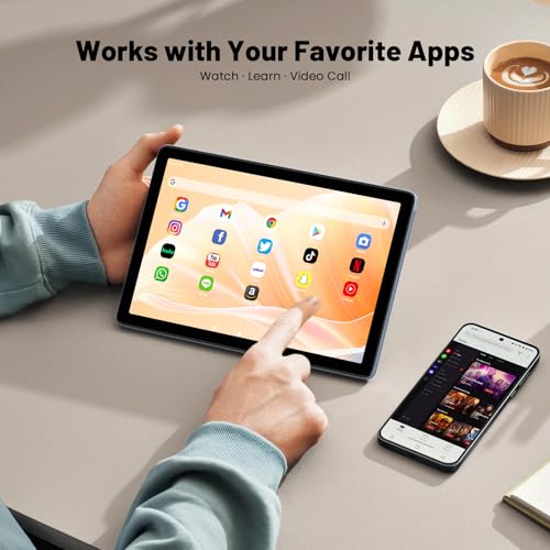 Winsing 10 Inch Android Tablet 2026, Android 15 Tablets, 12GB RAM 128GB ROM (512GB TF), Quad-Core Processor, 1280x800 HD IPS Screen, Bluetooth, WiFi Tablet for Adults/Seniors, Grey - Image 4