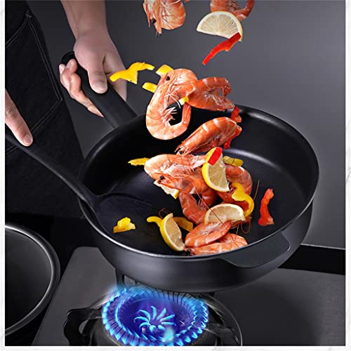 Cookware Set Black Pan with Lid Cutlery Collection Cookware Cutlery Cookware Nonstick Kitchen Supplies (Color : Black, Size Black (Black - Image 4