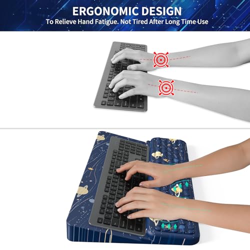 Wrist Rest for Computer Keyboard, Keyboard Wrist Rest, Ergonomic Keyboards Holder for Easy Typing Working, Wrist Pad for Keyboards with Comfortable Wrist Rest for Keyboard Blue Planets - Image 4