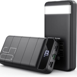 Power Bank Fast Charging 50000mAh – 22.5W Portable Charger USB C Quick Charge with 4 Outputs & 3 Inputs LED Display Huge Capacity External Battery Pack for iPhone, Samsung, iPad etc Black
