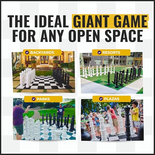 MegaChess Giant Chess Set Game with 49" Tall King - A Large Chess Set Yard Game for Families Looking for Outdoor Jumbo Games - 32 Large Pieces Made from Durable HDPE (Nylon Mat Board Included) - Image 3