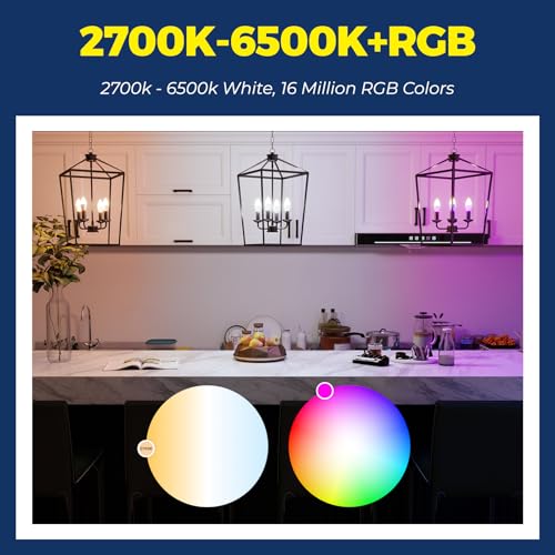 Lightinginside E12 Smart Light Bulbs 60W Equiv., 500LM 6W RGBCW Candelabra Chandelier Candle Bulb Works with Alexa/Google Home/Smart Life, 2.4G WiFi Bluetooth Bulbs, No Hub Required, ETL Listed, 3PCS - Image 4