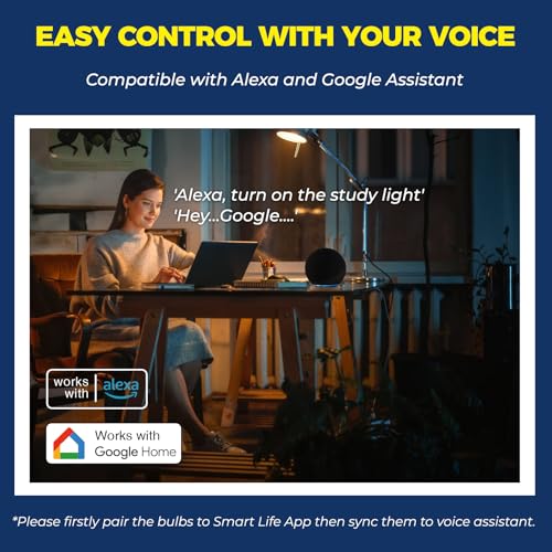 Lightinginside E12 Smart Light Bulbs 50W Equiv., G16.5 RGBCW Candelabra Chandelier Ceiling Fan Smart Bulb Works with Alexa/Google Home/Smart Life, 5W 550LM, 2.4G WiFi Bluetooth Bulb, ETL Listed, 4PCS - Image 3