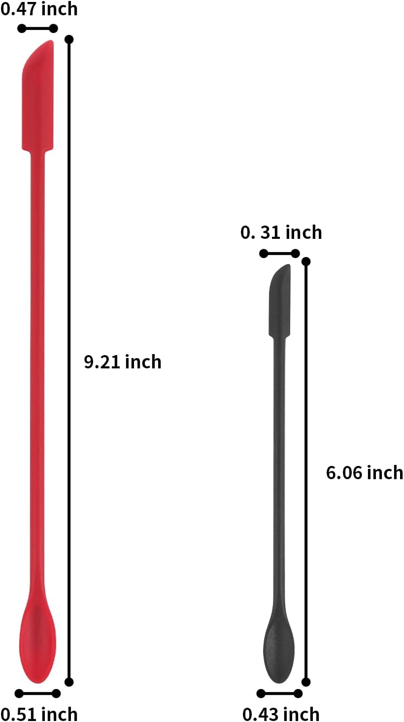 Mini Spatula Silicone Spatula Set - Cuttte 2pcs Small Makeup Scrapers for Cosmetics, Reusable Beauty Tiny Tools, Thin Jar Scraper, Get Last of Makeup Out, Black and Red - Image 2