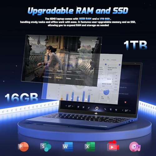 NIMO 15.6" IPS FHD-Student-Laptop, 16GB RAM 1TB SSD Intel N150(Beat to i3-10110U, 4 Cores Up to 3.6GHz) Computer with 65W Type-C, Fingerprint, Backlit Keyboard, Wi-Fi 6, BT5.2, 2 Years Warranty - Image 4