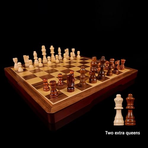 FGDIUCVN International Chess Large Wooden Chess Set Luxury Chess Set Folding Chess Board Games with Chess and Storage Slots for Family Adult Chess Gifts - Image 5