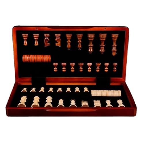 FGDIUCVN International Chess Large Wooden Chess Set Luxury Chess Set Folding Chess Board Games with Chess and Storage Slots for Family Adult Chess Gifts - Image 3