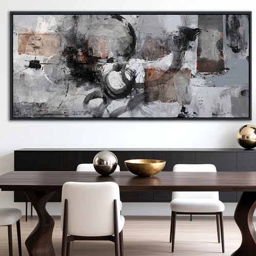 Large Abstract Black And Grey Canvas Wall Art Living Room Wall Decor Paintings Decorations Modern Wall Pictures for Bedrooms Framed Artwork for Walls - Image 2