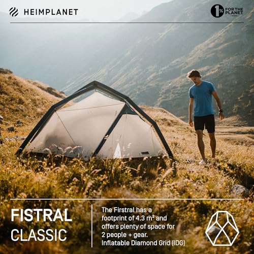 HEIMPLANET Fistral V2, 1-2 Person Inflatable Camping Tent, All Season, 31 sq ft, 2 Rooms, 2 Vestibules, Waterproof, 5000mm, No Tent Poles Required, Supports 1% for The Planet - Image 2