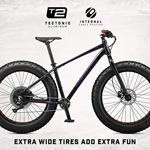 Mongoose Argus Sport Adult Fat Tire Mountain Bike, 26-Inch Wheels, Tectonic T2 Aluminum Frame, Hydraulic Disc Brakes, Medium Frame, Black - Image 2