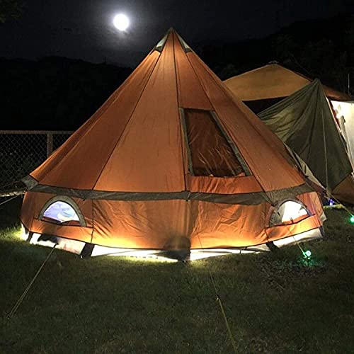 DEKIMOW 5-8 People 4M Waterproof Yurt Tent, Camping Pyramid Tent Round Canvas Bell Tent 210D Oxford India Family Tent Portable Privacy Tent for Camping Outdoo - Image 6