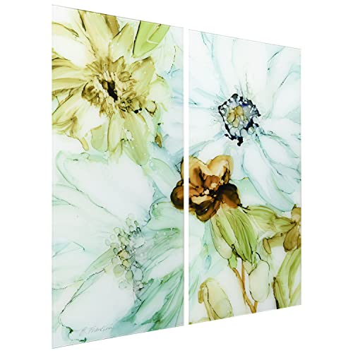 Empire Art Direct "Seaglass Garden I AB Frameless Free Floating Tempered Glass Panel Graphic Wall Art Set of 2, Ready to Hang, Living Room, Bedroom & Office, 72in x 36in x 0.2in each - Image 2