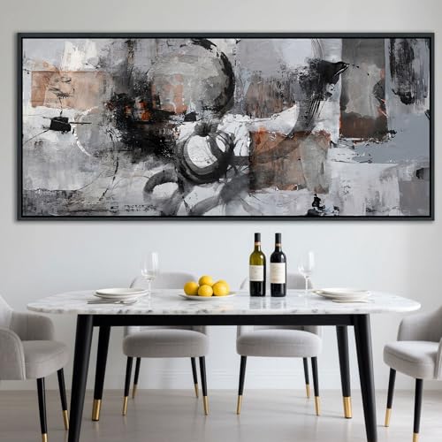 Large Abstract Black And Grey Canvas Wall Art Living Room Wall Decor Paintings Decorations Modern Wall Pictures for Bedrooms Framed Artwork for Walls - Image 3
