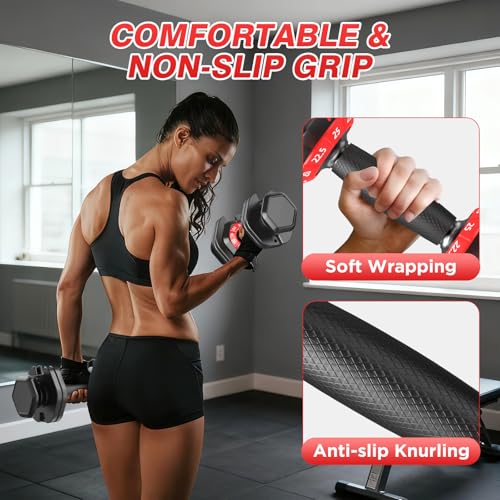25LBS Adjustable Dumbbells Set of 2, Durable Weights Dumbbells Set, 10 in 1 Free Weights Set with Anti-Slip Grip, Fast Adjust Gym Equipment Space Saving for Home Strength Training – Pair - Image 7