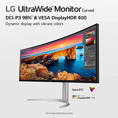 LG 49WQ95C-W 49 Inch 32:9 Curved UltraWide DQHD (5120 x 1440) Nano IPS Monitor, NVIDIA G-SYNC Compatible & AMD FreeSync Premium Pro, HDMI 2.1 & USB Type-C (90W PD), Tilt/Height/Swivel Adjustable - Image 8