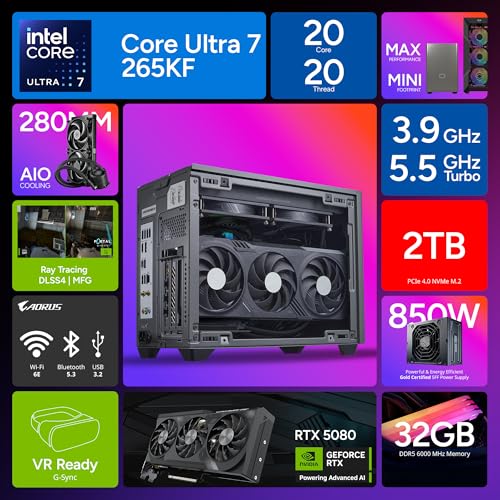 Cooler Master NR2 Pro Mini ITX – Intel Ultra 7 265KF 3.9GHz (5.5 GHz Turbo) | RTX 5080 16GB | Gigabyte Z890I AORUS Ultra | 32GB DDR5 6000MHz | 2TB Gen4 M.2 | WiFi| Windows 11 | 280mm AIO Gaming PC - Image 2