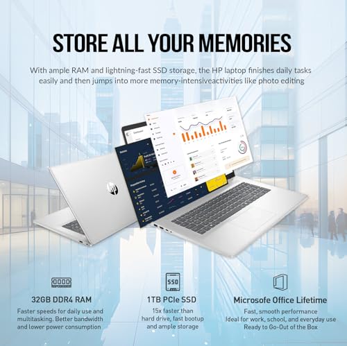 HP Laptops 17 Inch, 17.3" Laptop Computer, HD+ Large Screen, Intel Core i3 (8-Cores), 32GB RAM 1TB SSD, Windows 11 Pro, Number Pad, Wi-Fi 6, USB-C - Image 5