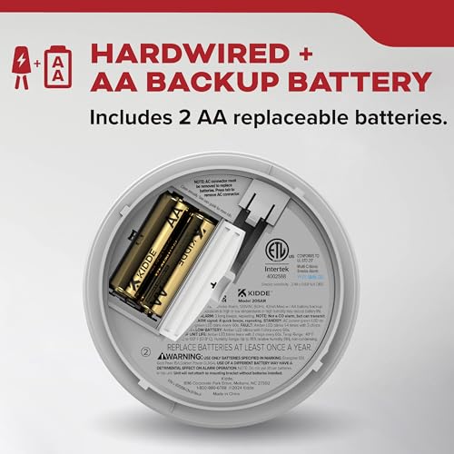 Kidde Hardwired Smoke Detector, AA Battery Backup, Interconnectable, LED Warning Light Indicators, 4 Pack - Image 3