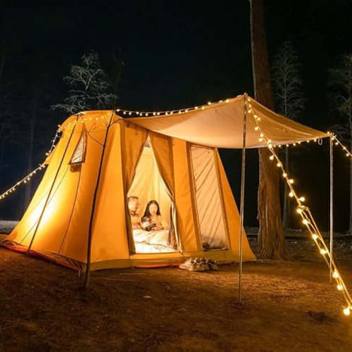 Cotton Canvas Cabin Tent Family Camping, Hiking, Picnic, and Party, Breathable, Multifunctional Design with Carrying Bag - Image 2