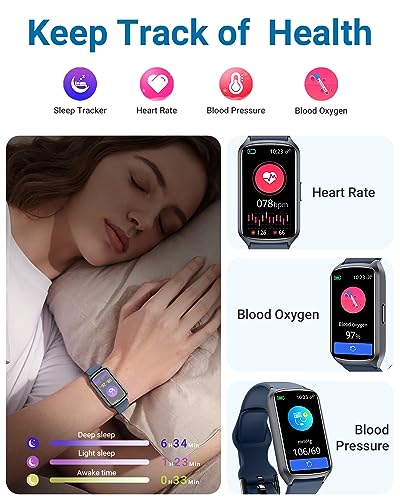 Amzhero Health Fitness Tracker with 24/7 Heart Rate, Blood Oxygen, Blood Pressure, Sleep Tracker, 5ATM Waterproof Activity Trackers with Step Tracker, Pedometer (S & L Bands Included) - Image 4