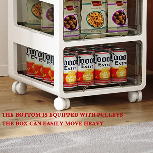 GenSDH 1-5 Drawer Type Plastic Storage Boxes,Moveable Desktop Storage Bin,Stackable Storage Containers with Lid for Living Room Bedroom Closet,White,43x48.8x88.4cm - Image 3