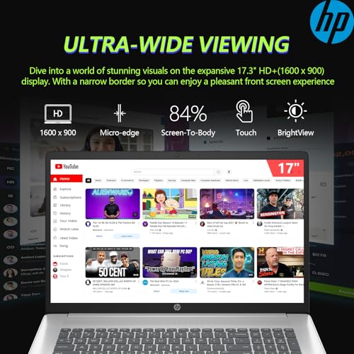 HP 17 Laptop Touch Screen, 17.3″ Laptop Touchscreen Laptop, Intel 10-Core i5 Laptop Computer PC, 32GB RAM 1TB SSD, Windows 11, Copilot AI, Backlit Keyboard, Number Pad - Image 6