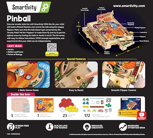Smartivity DIY Pinball Machine for Kids 8-14 Years Old | Global Award Winning Arcade Game | Build Your Own Pinball I Birthday Gift for Smart Kids | STEM Toy for Boys & Girls - Image 8
